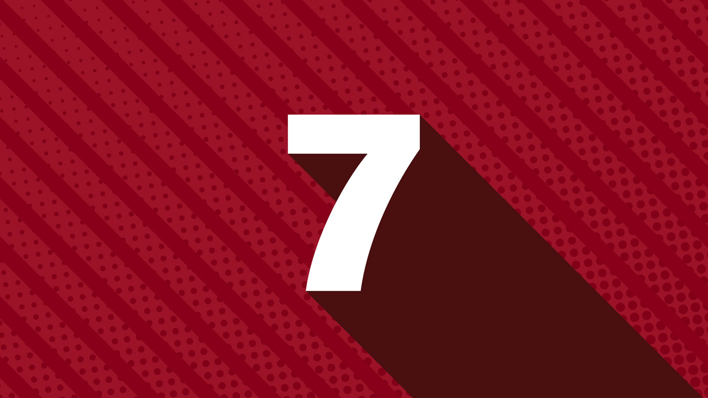 Weisse Zahl 7 auf rotem Hintergrund für 7 Ziele des Corporate Blogs