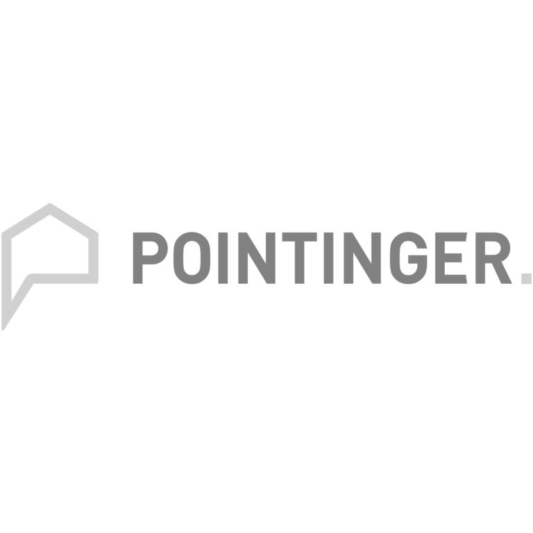 Logo in grau von Pointinger mit der Bildmarke links