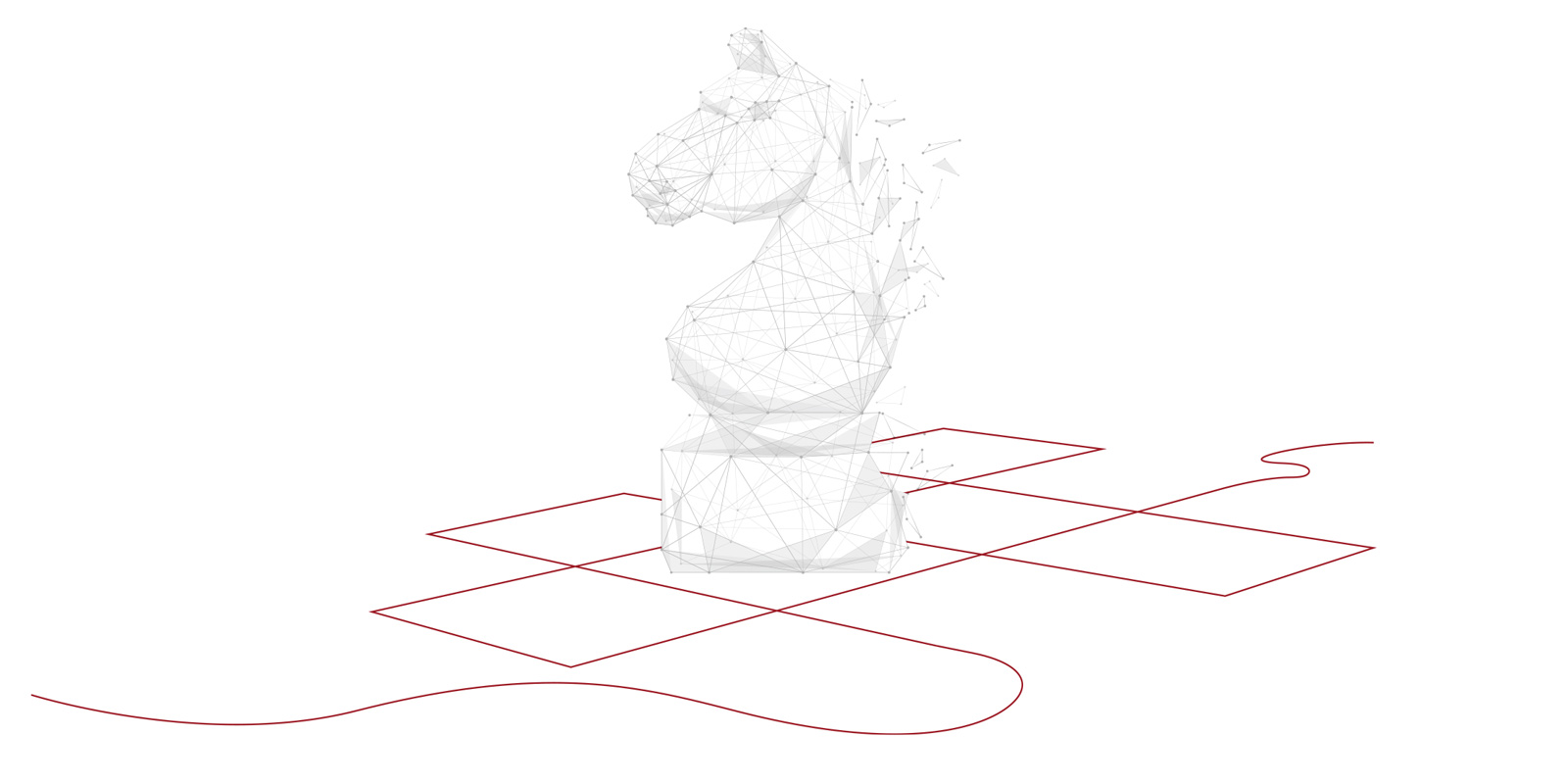 Pferd Schachfigur mit Aus Polygonen und Verbindungspunkten